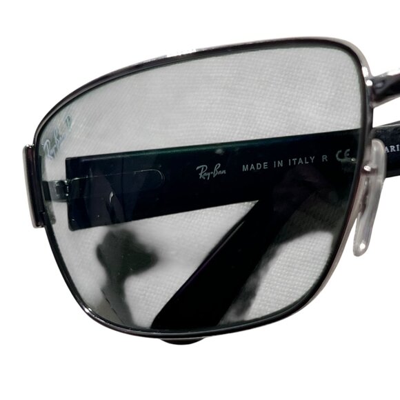 Vtg Ray Ban RB3189 Leather II 004/9A Polarized Sunglasses Metal Wrap Italy Black - Picture 4 of 13